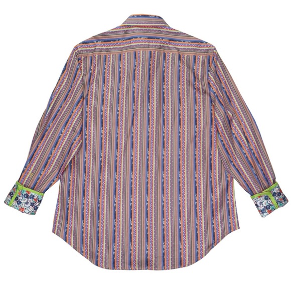ROBERT GRAHAM Long Sleeve Button Down Shirt Large Hawaiin Multicolor Flip Cuff - Picture 11 of 13